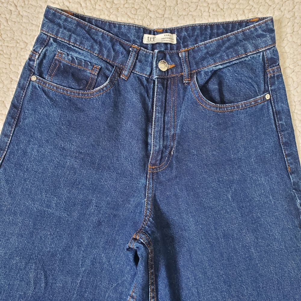 Zara TRF Collection Wide Leg Cropped Jeans Size 2 - Picture 2 of 12